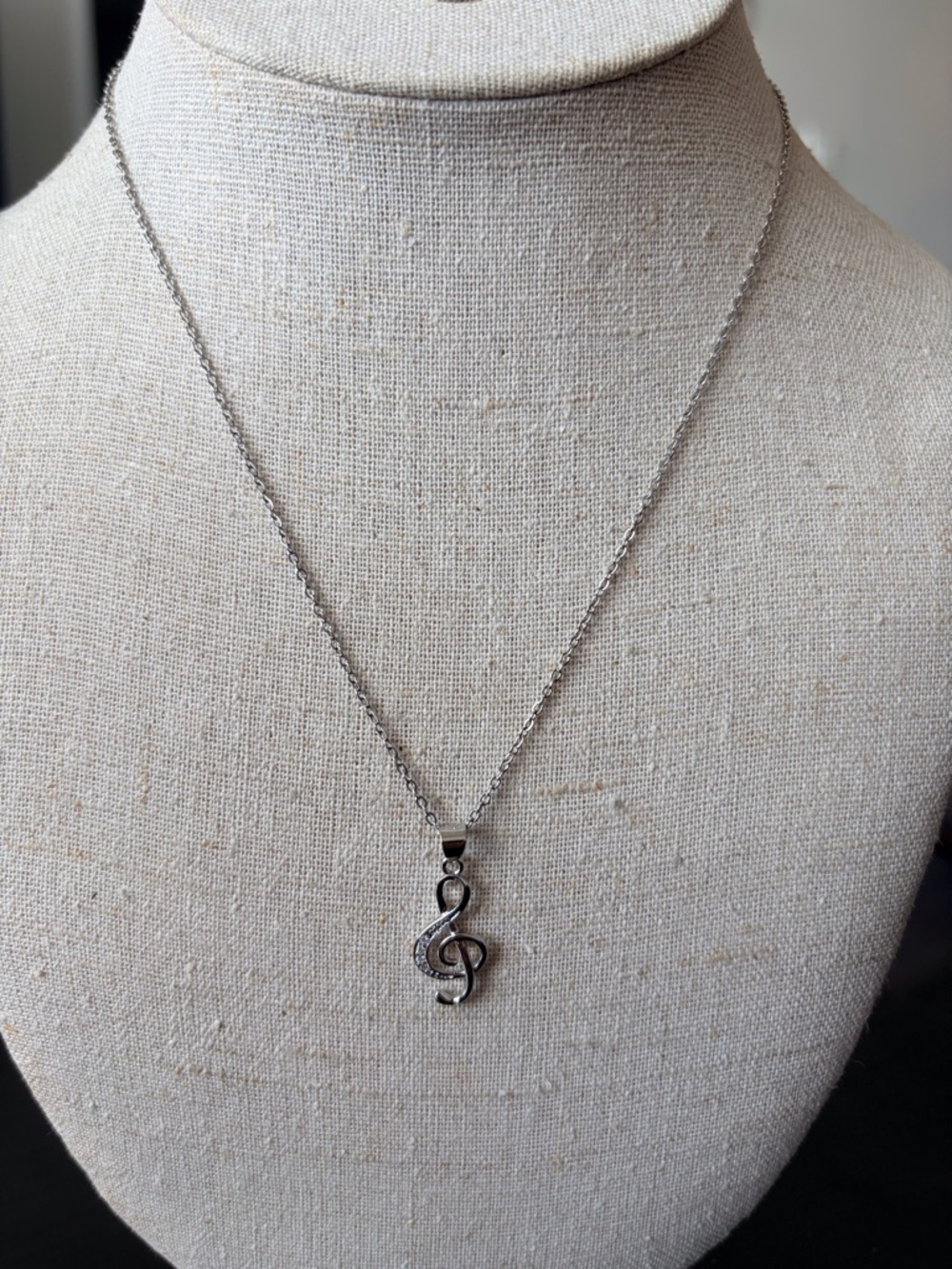 Silver Treble Clef Pendant Necklace - Women Jewelry